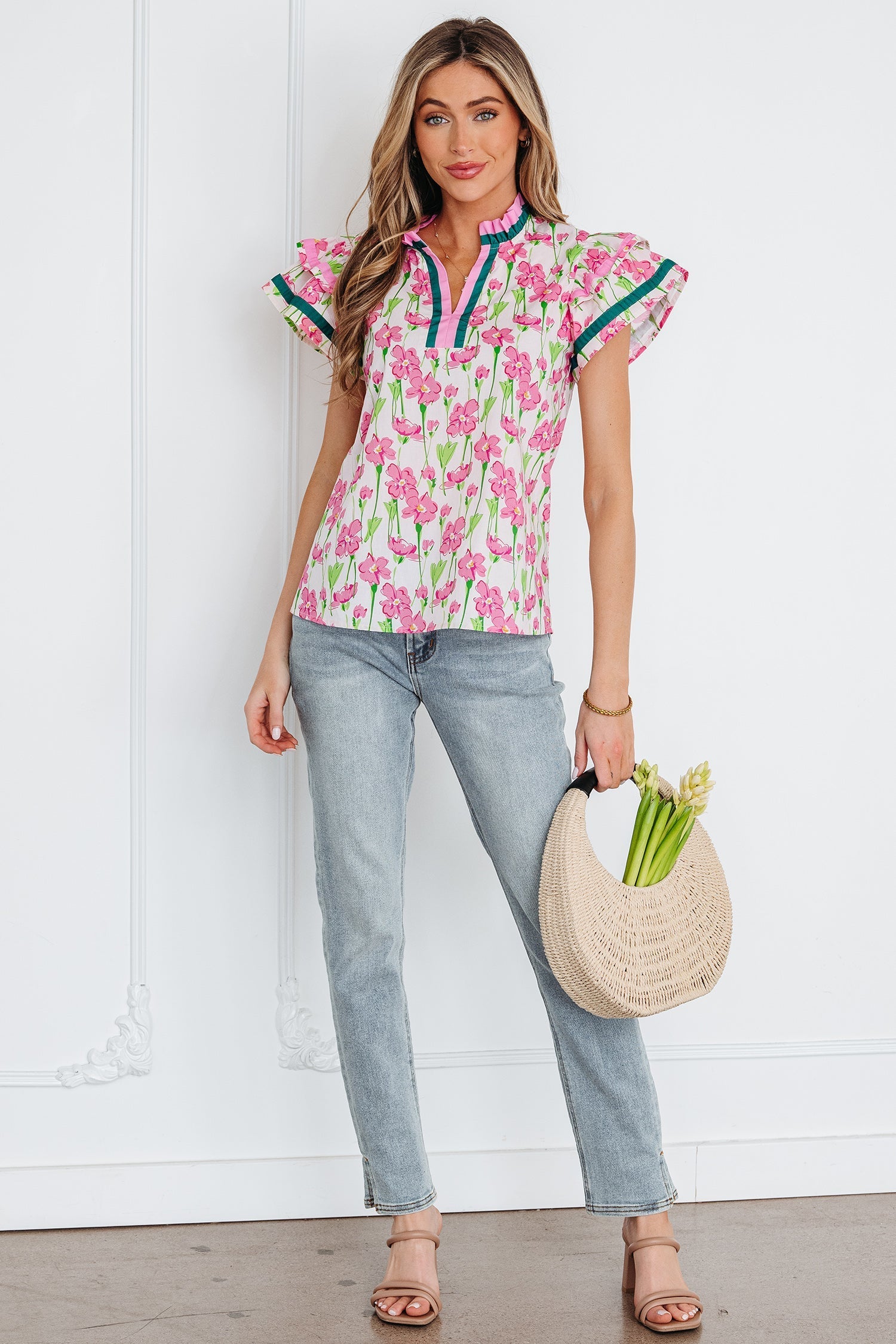 Elyse Ruffled Short Sleeve Blouse LuxuryLifeWay Online Store