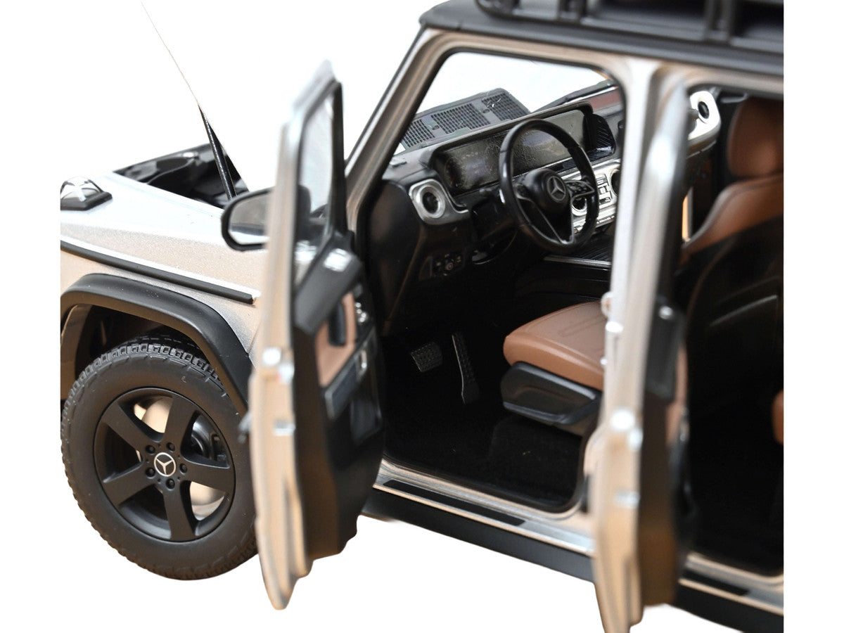 2024 Mercedes-Benz G-Class Professional Iridium Silver Metallic with Black Top and Roof Rack 1/18 Diecast Model Car by Norev LuxuryLifeWay Online Store