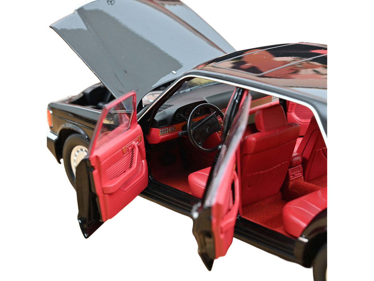 1991 Mercedes-Benz 560 SEL Type W126 Black with Red Interior 1/18 Diecast Model Car by Norev LuxuryLifeWay Online Store