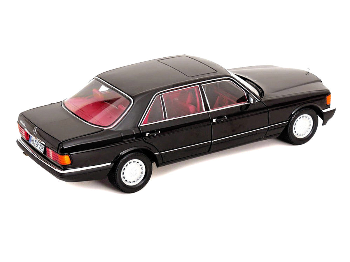 1991 Mercedes-Benz 560 SEL Type W126 Black with Red Interior 1/18 Diecast Model Car by Norev LuxuryLifeWay Online Store
