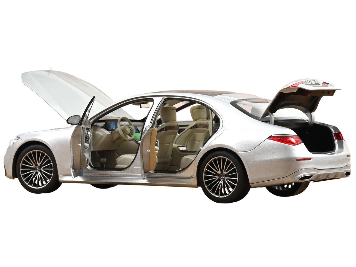 2021 Mercedes-Benz S-Class AMG Line Silver Metallic with Sunroof 1/18 Diecast Model Car by Norev LuxuryLifeWay Online Store