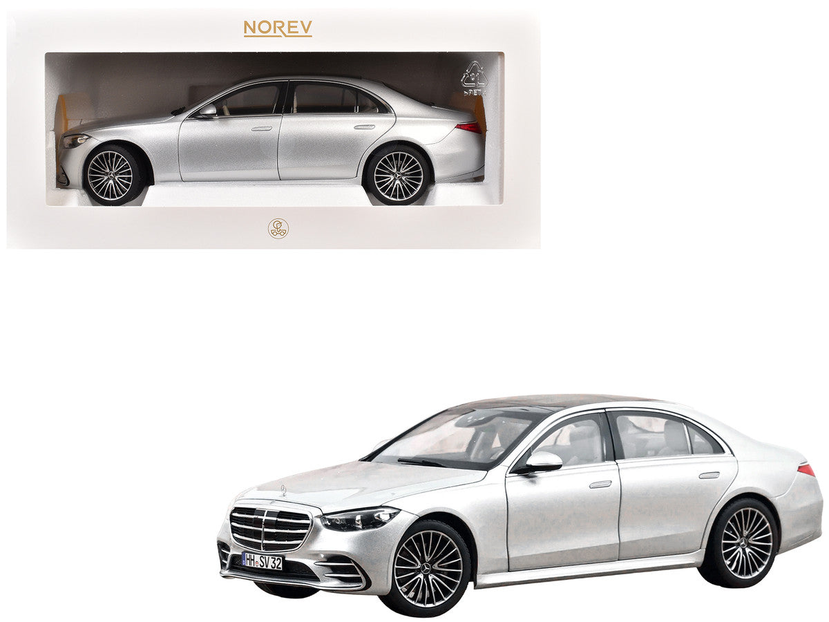 2021 Mercedes-Benz S-Class AMG Line Silver Metallic with Sunroof 1/18 Diecast Model Car by Norev LuxuryLifeWay Online Store