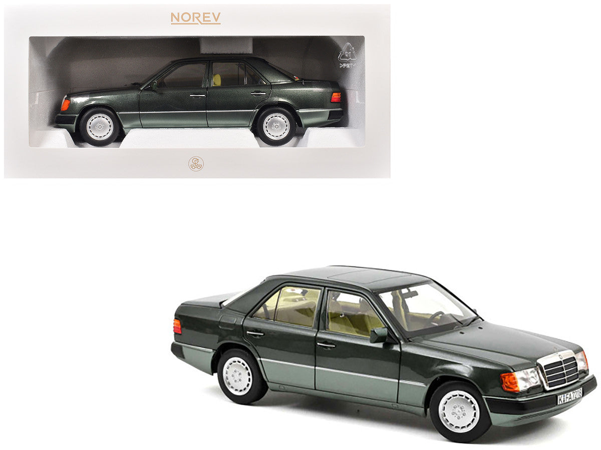 1990 Mercedes-Benz 230 E Night Green Metallic with Green Interior 1/18 Diecast Model Car by Norev LuxuryLifeWay Online Store
