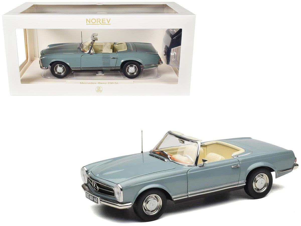 1963 Mercedes-Benz 230 SEL Horizon Blue with Cream Interior 1/18 Diecast Model Car by Norev LuxuryLifeWay Online Store