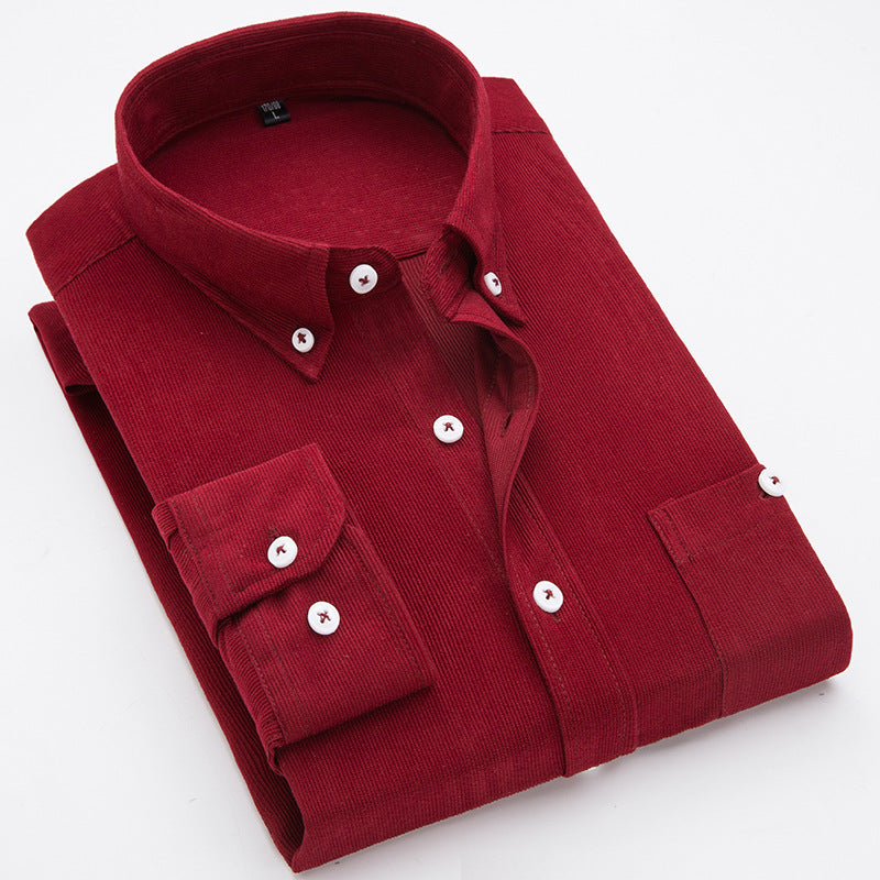 Men's Thin Corduroy Long Sleeve Shirt for Winter Pi-Mart