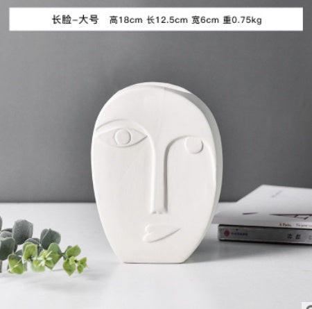 Nordic Style Modern Face Mask Ceramic Vase Home Decoration Flower Vases Head Matte Table Flower Vase for Wedding Decoration Prop PearlNestDecor.com