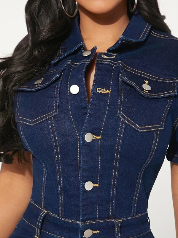 Women's Skinny Denim Jumpsuit Pi-Mart