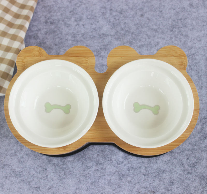Slanted pet bowl with bamboo stand Pets Fashion
