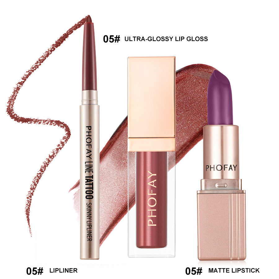 PHOFAY Ultra-Glossy Lip Gloss Matte Lipstick Lipliner LadyShow.Store