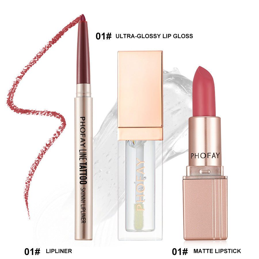 PHOFAY Ultra-Glossy Lip Gloss Matte Lipstick Lipliner LadyShow.Store