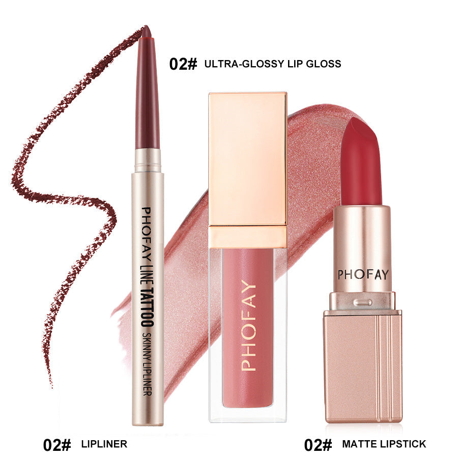 PHOFAY Ultra-Glossy Lip Gloss Matte Lipstick Lipliner LadyShow.Store