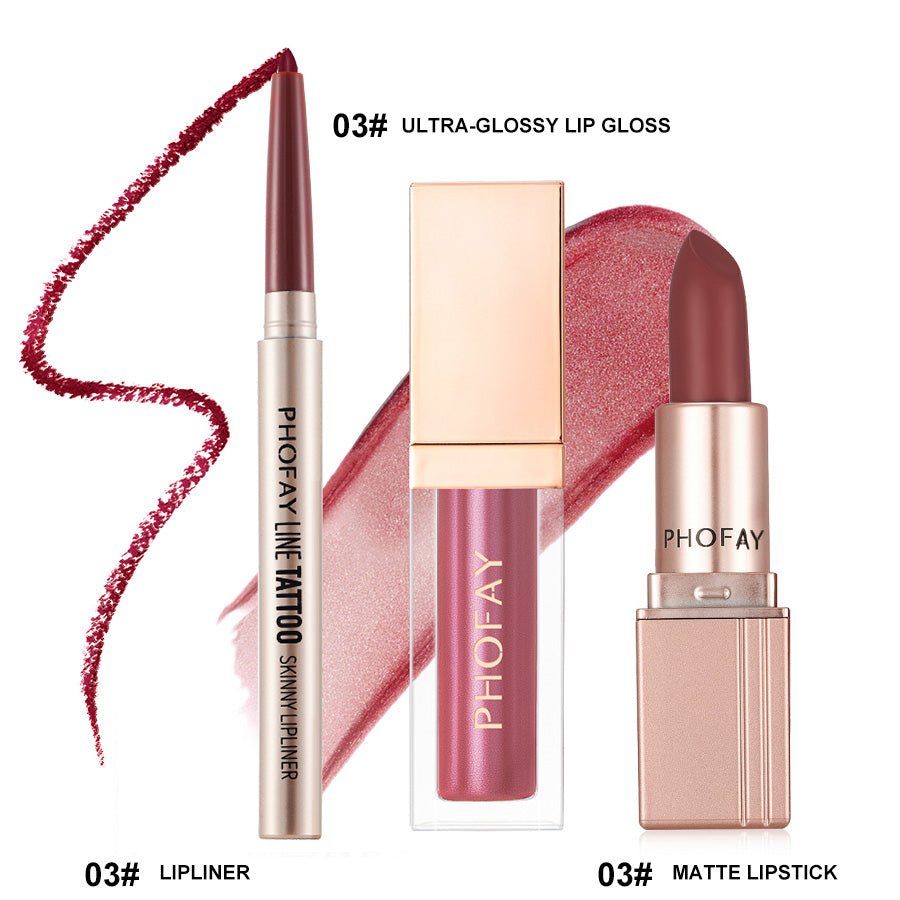 PHOFAY Ultra-Glossy Lip Gloss Matte Lipstick Lipliner LadyShow.Store