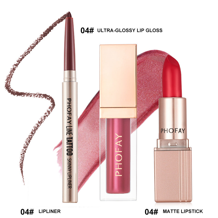 PHOFAY Ultra-Glossy Lip Gloss Matte Lipstick Lipliner LadyShow.Store