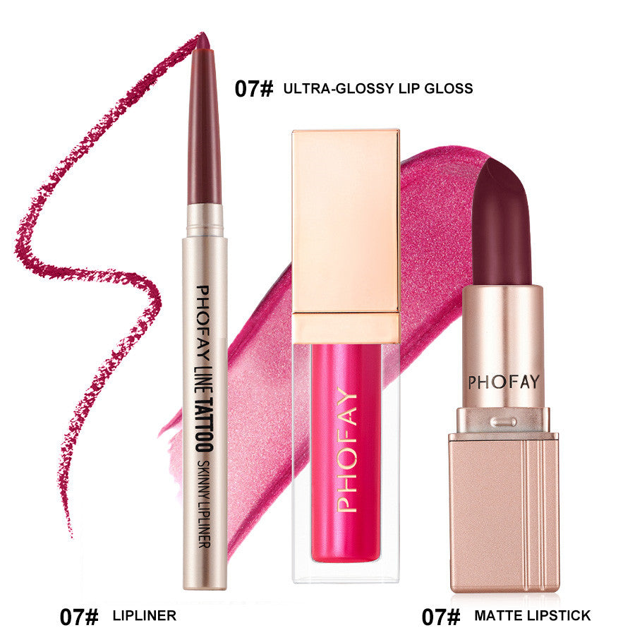 PHOFAY Ultra-Glossy Lip Gloss Matte Lipstick Lipliner LadyShow.Store