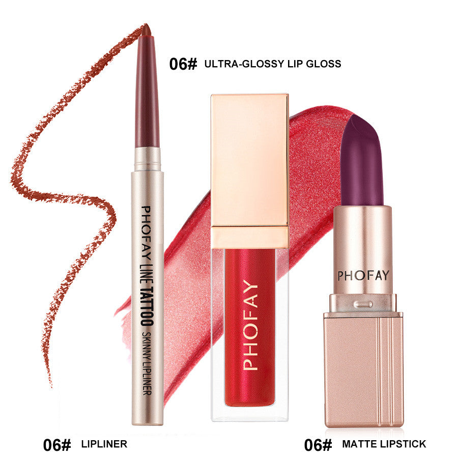 PHOFAY Ultra-Glossy Lip Gloss Matte Lipstick Lipliner LadyShow.Store