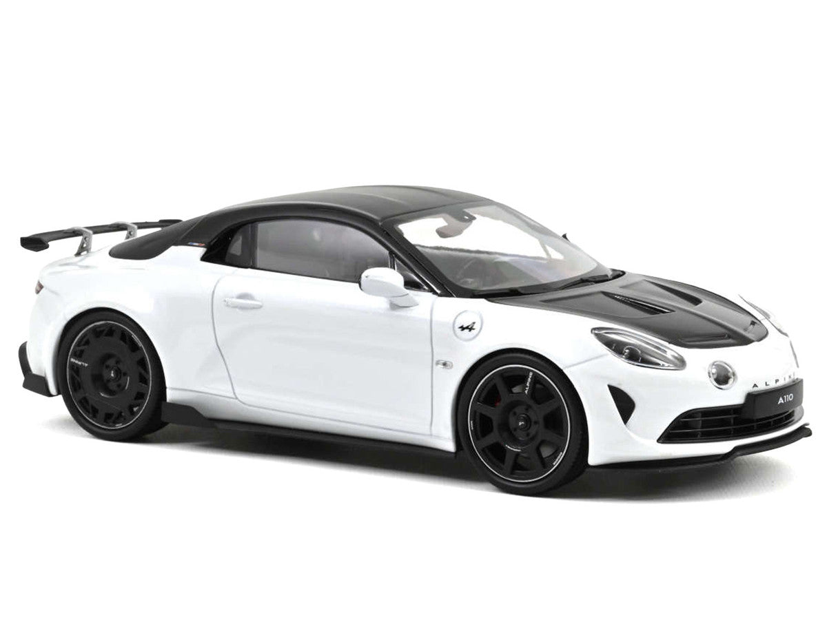 2024 Alpine A110 R Pearl White Metallic with Carbon Hood and Top 1/18 Diecast Model Car by Norev LuxuryLifeWay Online Store