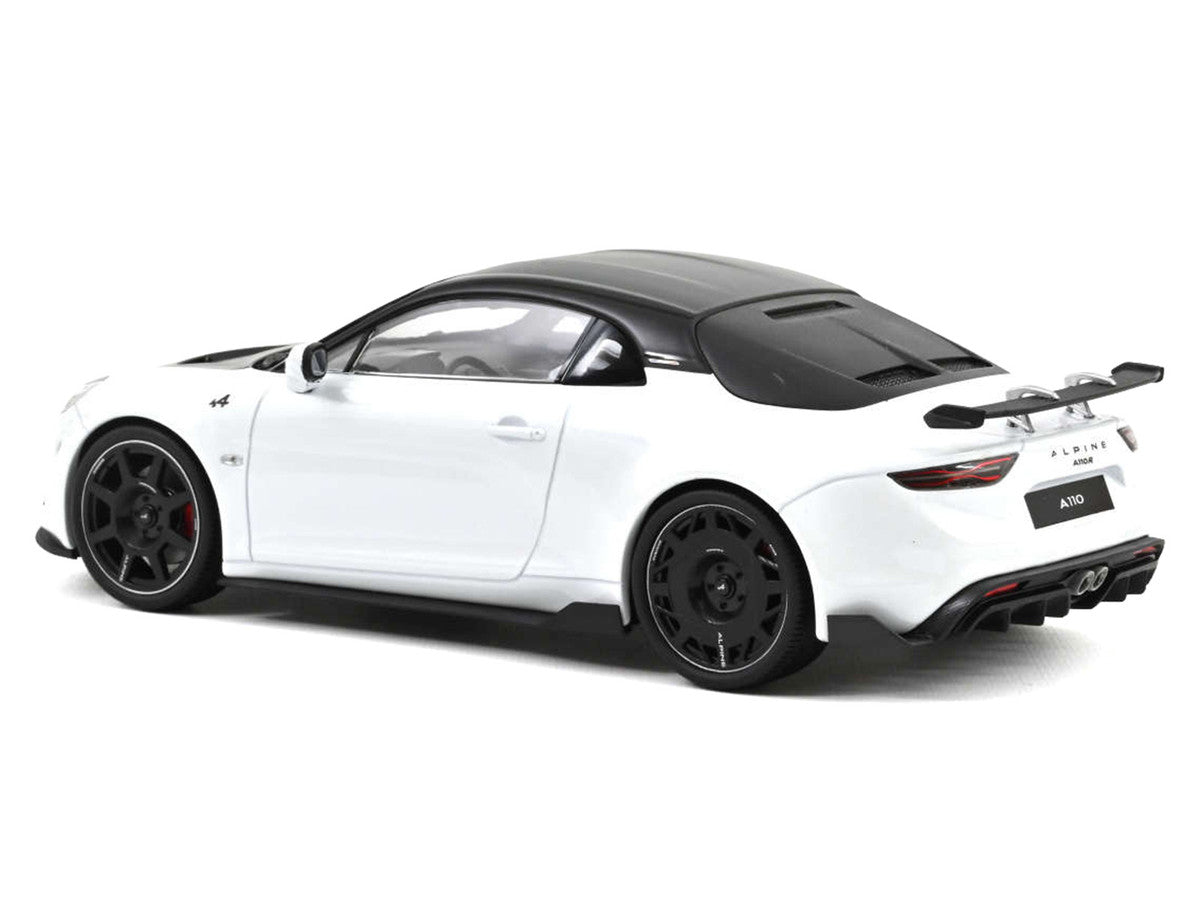 2024 Alpine A110 R Pearl White Metallic with Carbon Hood and Top 1/18 Diecast Model Car by Norev LuxuryLifeWay Online Store