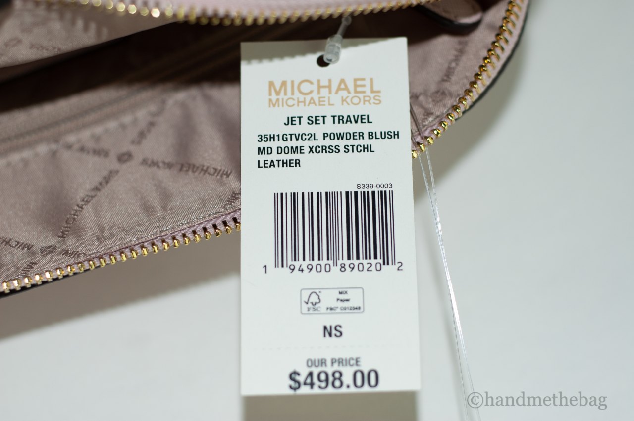 Michael Kors Jet Set Travel Medium Powder Blush Leather Dome X Cross Satchel Bag LadyShow.Store