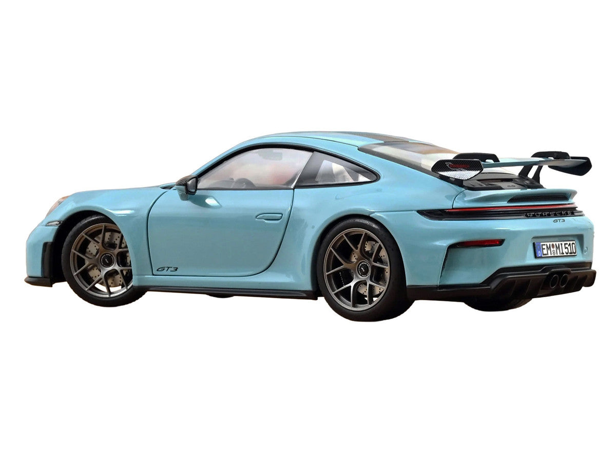 2025 Porsche 911 GT3 with Weissach Pack Gulf Blue with Carbon Stripe 1/18 Diecast Model Car by Norev LuxuryLifeWay Online Store