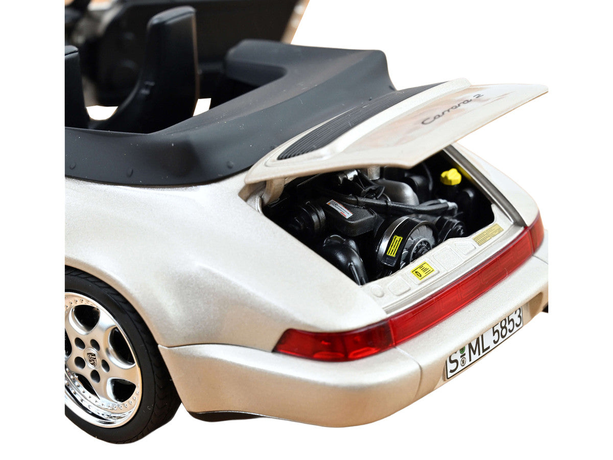 1992 Porsche 911 Carrera 2 Turbo Look Cabriolet Zermatt Silver Metallic 1/18 Diecast Model Car by Norev LuxuryLifeWay Online Store