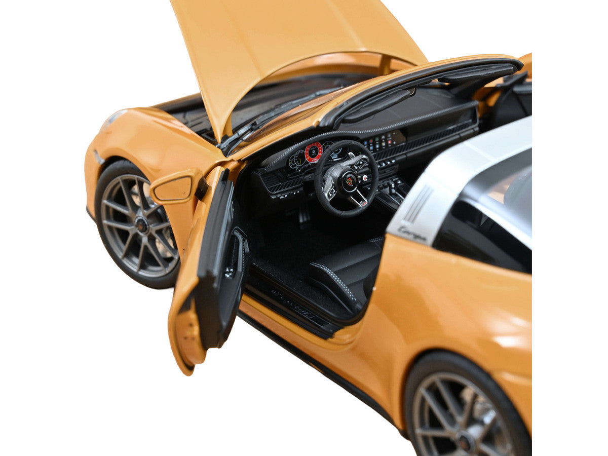 2024 Porsche 911 Targa Bahama Yellow with Black Stripes 1/18 Diecast Model Car by Norev LuxuryLifeWay Online Store