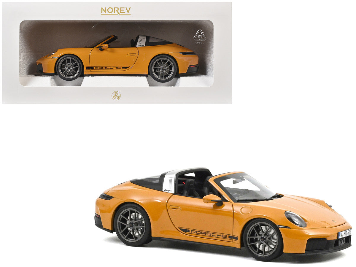 2024 Porsche 911 Targa Bahama Yellow with Black Stripes 1/18 Diecast Model Car by Norev LuxuryLifeWay Online Store