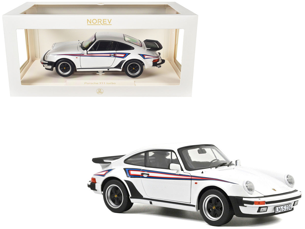 1980 Porsche 911 Turbo 3.3 White with Blue and Red Graphics 1/18 Diecast Model Car by Norev LuxuryLifeWay Online Store