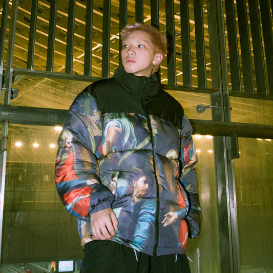 Religious Virgin Character Printed Cotton Jacket Men's Thicken Jacket CJD