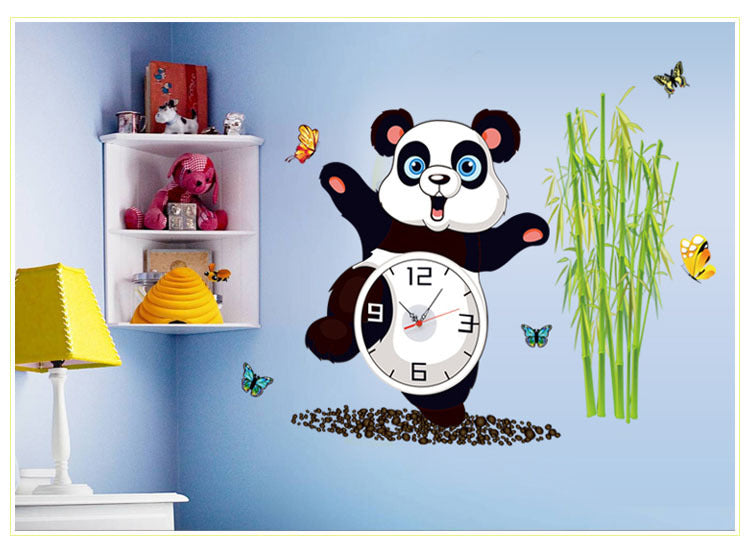 Creative clock panda wall stickers PearlNestDecor.com