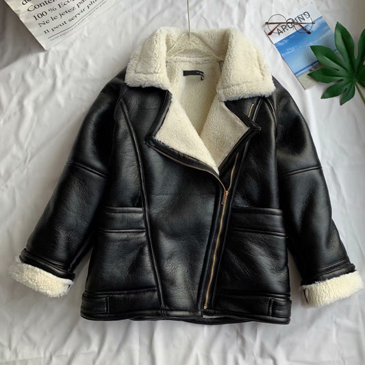 Motorcycle style lapel fur coat Best YouTube Store