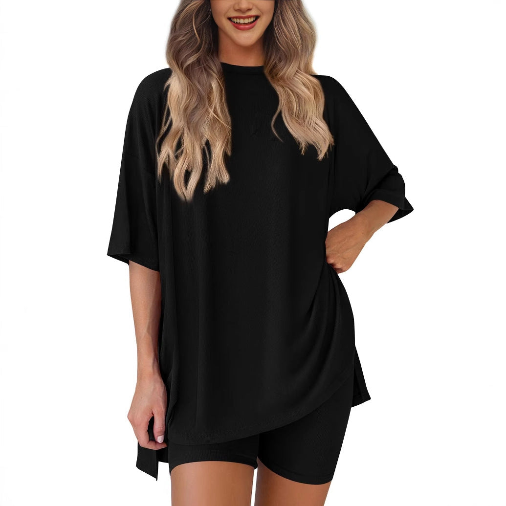 New Loose Fashion Solid Color Casual Two-piece Suit NorixaFashion.com