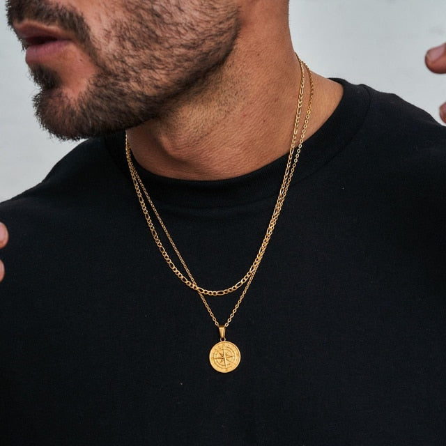 Vnox Layered Necklaces for Men Pi-Mart
