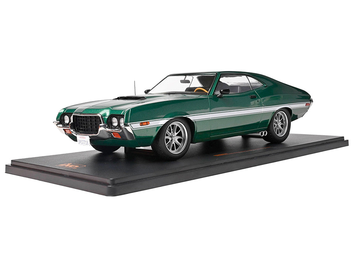 1972 Ford Gran Torino Sport 2-Door Green Metallic with White Stripes 1/18 Diecast Model Car by IXO Models LuxuryLifeWay Online Store