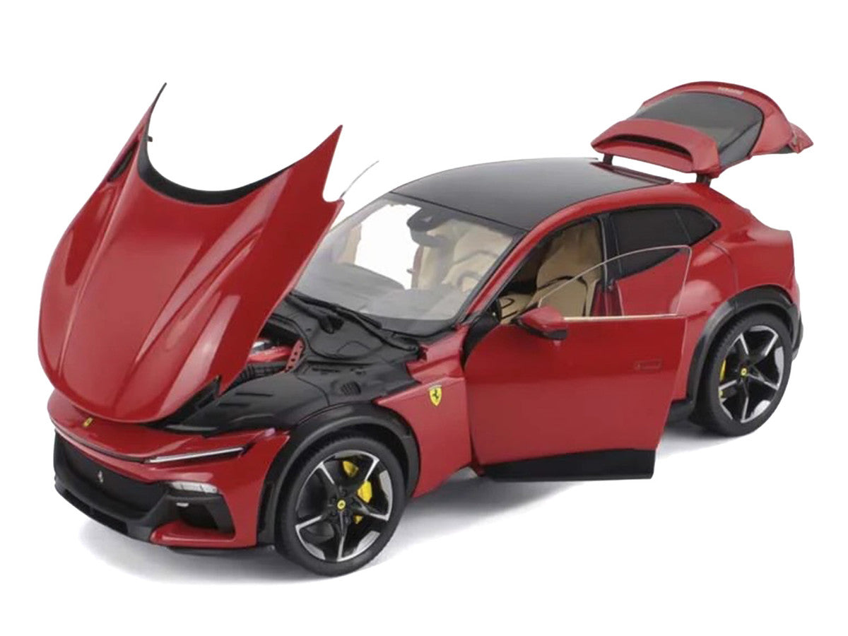 2022 Ferrari Purosangue Rosso Corsa Red with Black Top 1/18 Diecast Model Car by Polistil LuxuryLifeWay Online Store