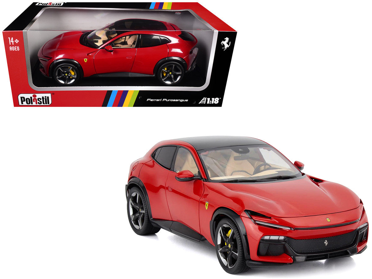 2022 Ferrari Purosangue Rosso Corsa Red with Black Top 1/18 Diecast Model Car by Polistil LuxuryLifeWay Online Store