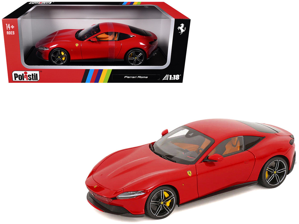2019 Ferrari Roma Red with Orange Interior 1/18 Diecast Model Car by Polistil LuxuryLifeWay Online Store