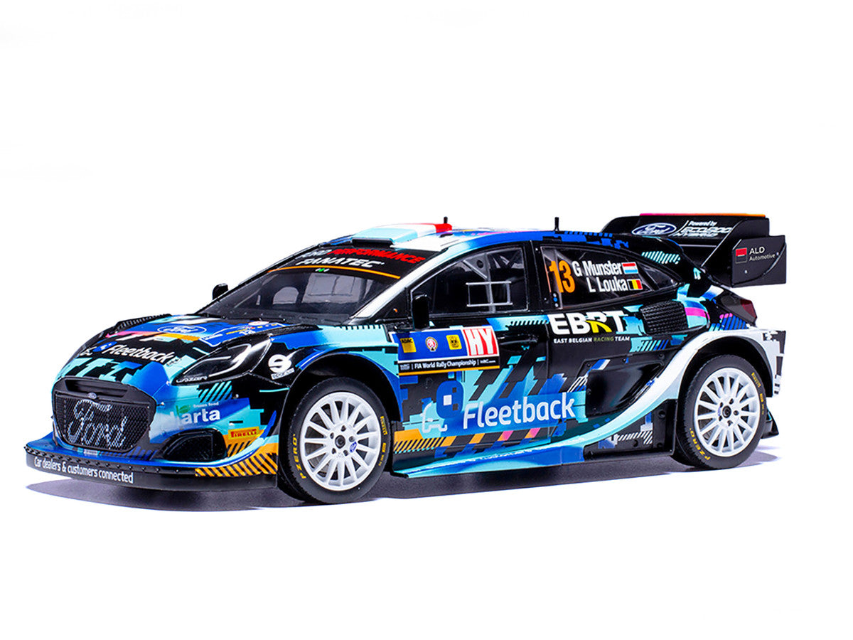 Ford Puma Rally1 #13 Gregoire Munster - Louis Louka "Central European Rally" (2023) 1/18 Diecast Model Car by IXO Models LuxuryLifeWay Online Store