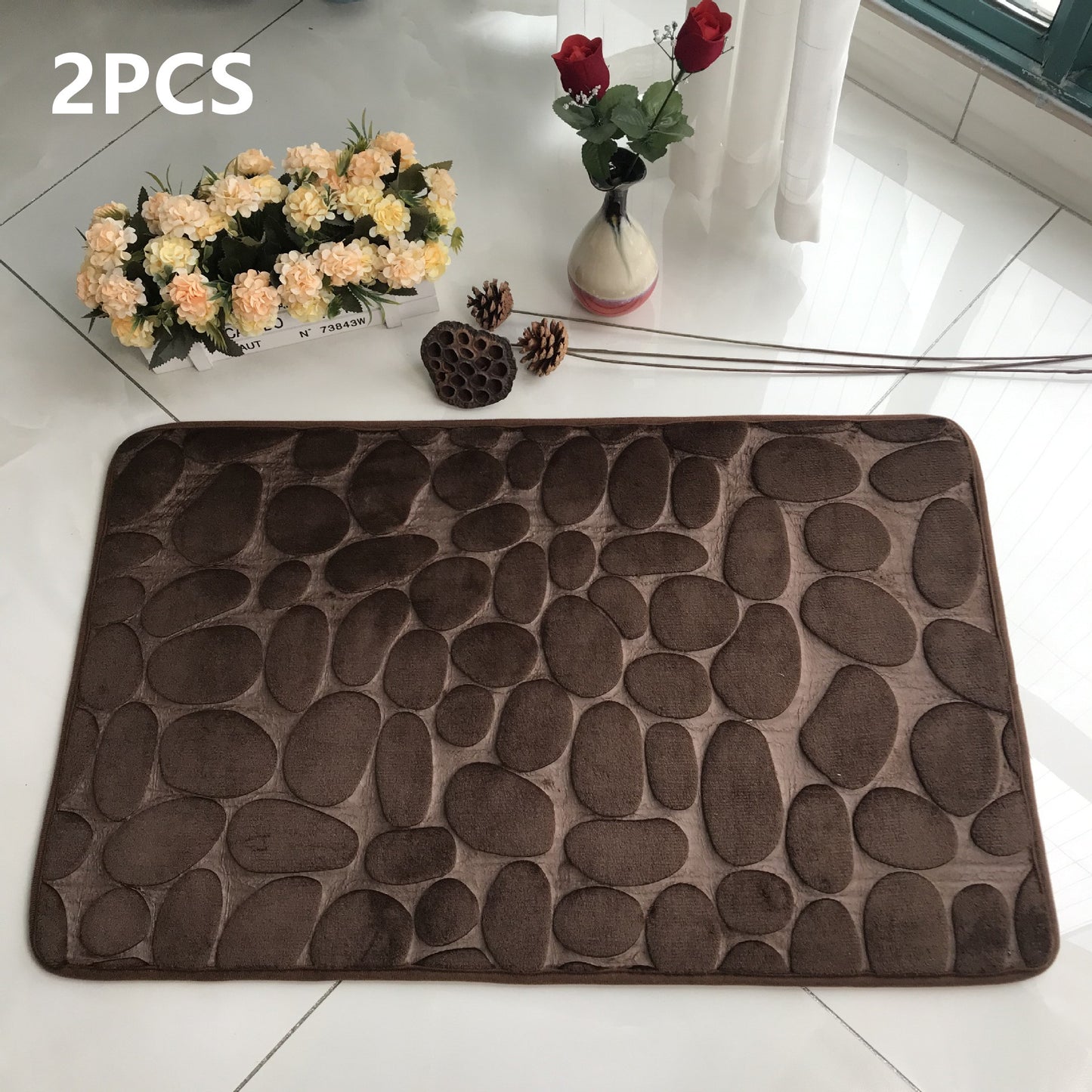 Absorbent Non-slip Stone Embossed Carpet Floor Mat