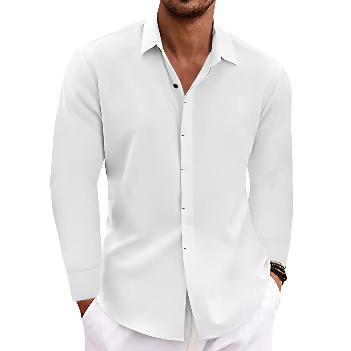Long Sleeve T-shirt Undershirt Solid Color Long Sleeve Cotton Linen Shirt Men NorixaFashion.com