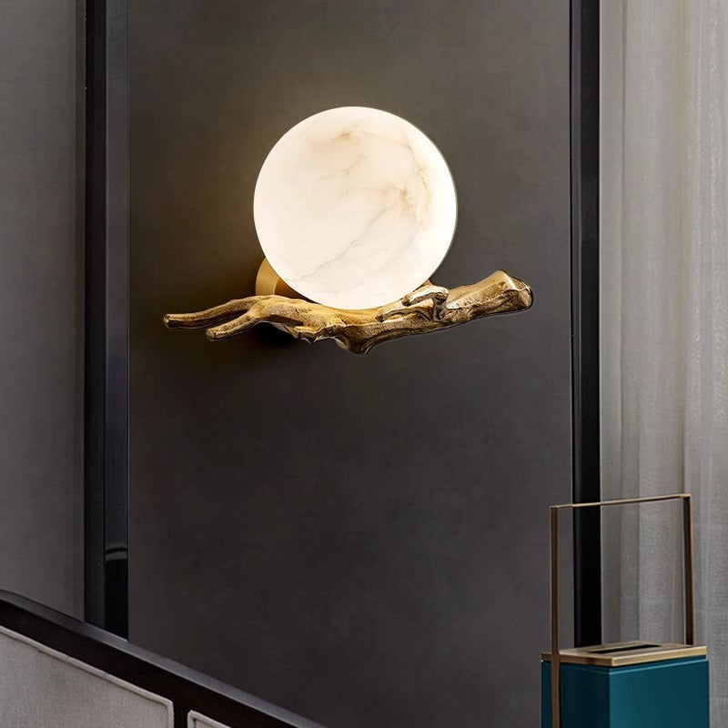 Light Luxury Copper Marble Creative Bedroom Wall Lamp PearlNestDecor.com