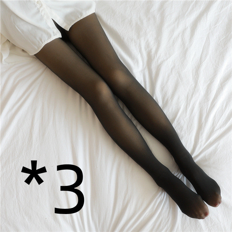 Fake Translucent Plus Size Leggings Fleece Lined Tights Fall And Winter Warm Fleece Pantyhose Women Fleece Lined Pantyhose Thermal Winter Tights NorixaFashion.com