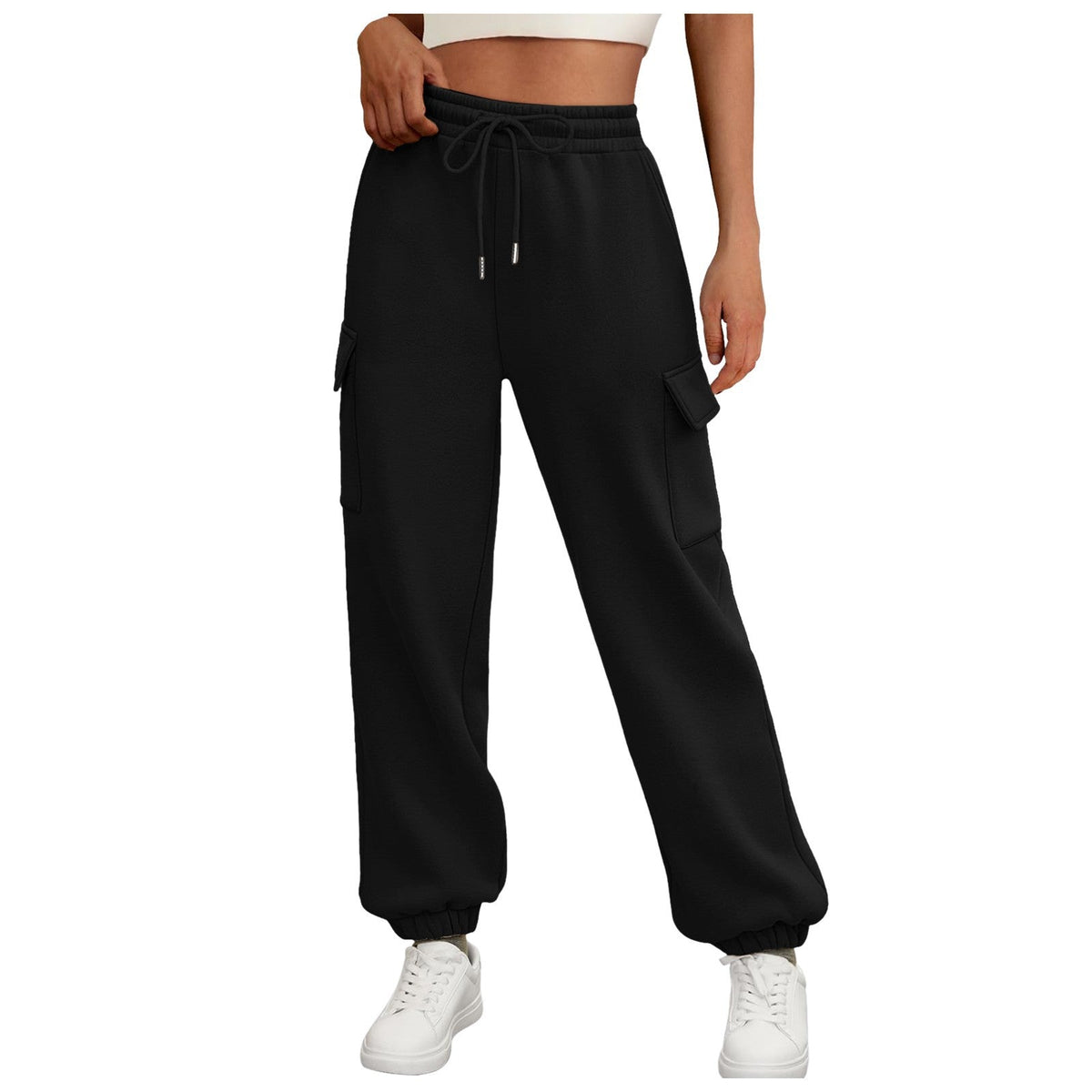Women's Sweatpants Fleece Lined Baggy Athletic Jogger Trousers With Pockets Fall Casual Trendy Cargo Pants Fall Outfits NorixaFashion.com