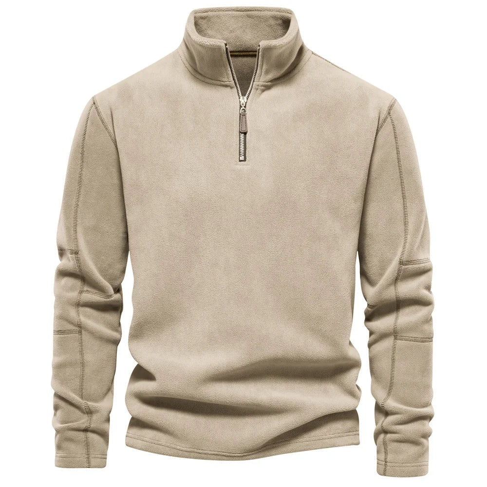 Fashion Personality Stand-collar Zippered Sweatshirt With Fleece Winter Casual Pullover Top Men's Clothing LadyShow.Store