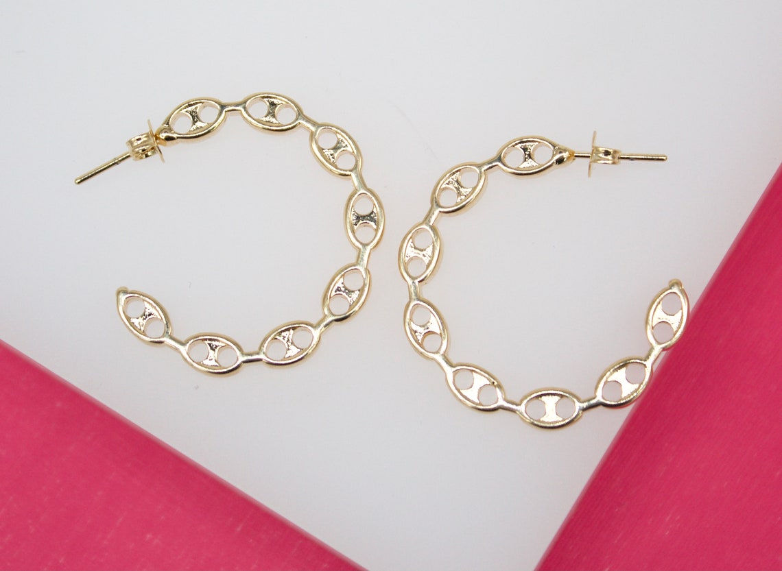 18K Gold Filled Mariner Style Open Hoop Earrings (K231, 232, 233) LuxuryLifeWay Online Store