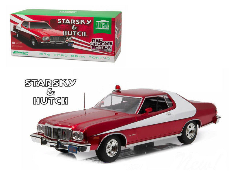 1976 Ford Gran Torino "Starsky and Hutch" Red Chrome Edition (TV Series 1975-79) 1/18 Diecast Model Car by Greenlight LuxuryLifeWay Online Store