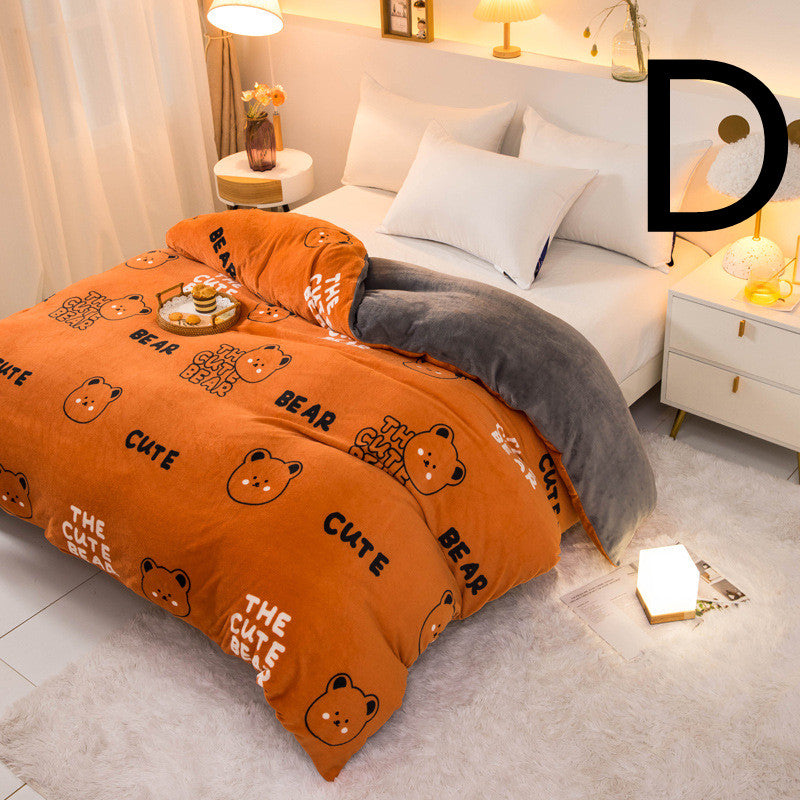 Thick Coral Fleece Double Plush Duvet Cover