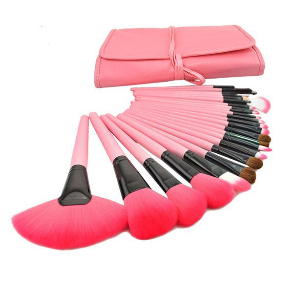 24-Piece Wooden Makeup Brush Set with Brush Bag LadyShow.Store