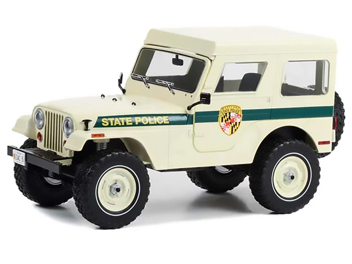 1983 Jeep CJ-5 Hardtop "Maryland State Police" Beige with Green Stripes "Artisan Collection" Series 1/18 Diecast Model Car by Greenlight LuxuryLifeWay Online Store