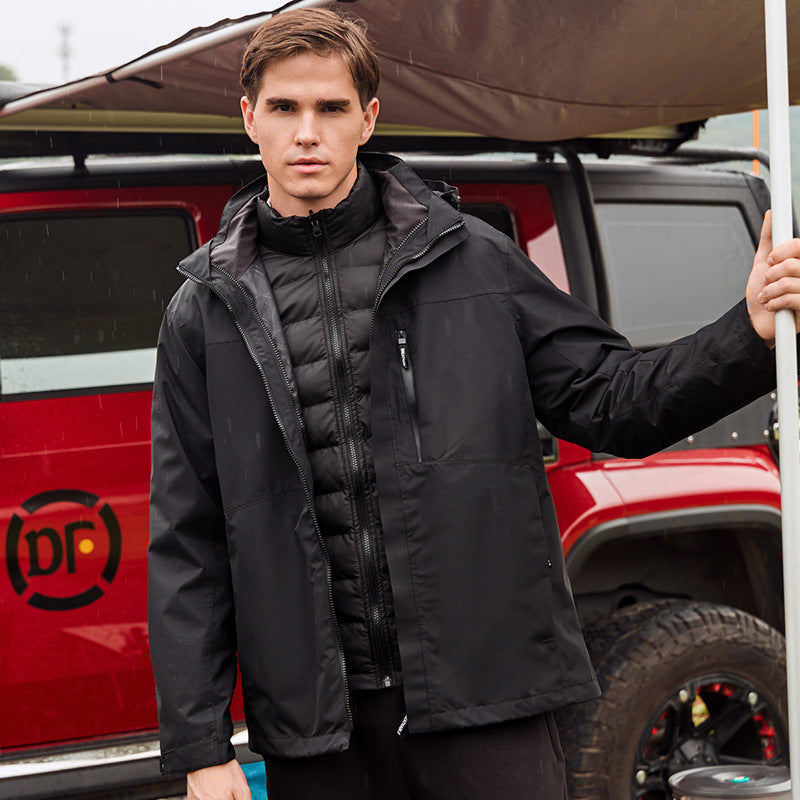 Three-in-one Down Cotton Waterproof Liner Windproof Shell Jacket CJD2