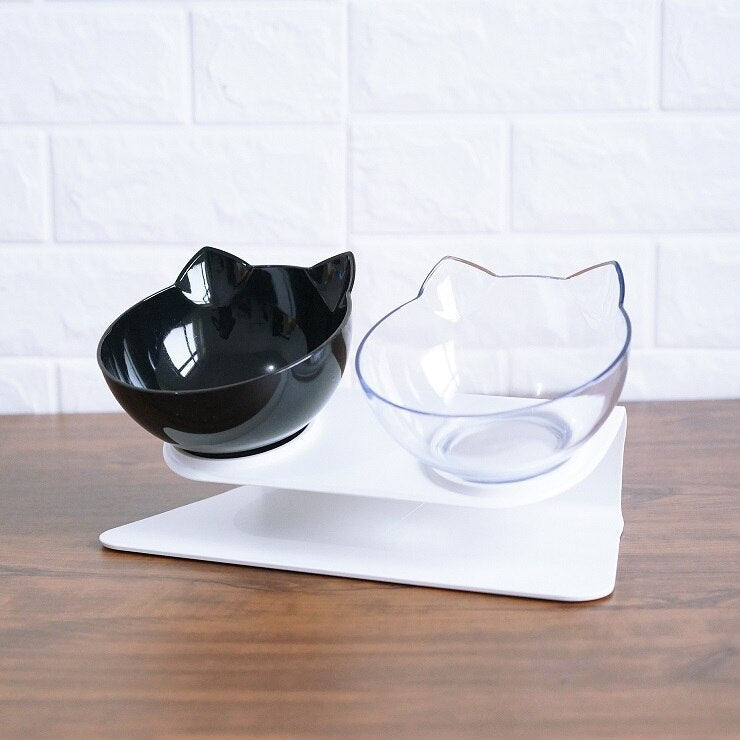 Cat Double Bowl Cat Food Bowl Protects Cervical Vertebra Pets Fashion